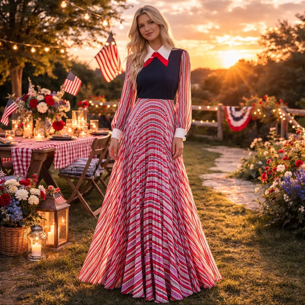 Vintage Patriotic Maxi Dress